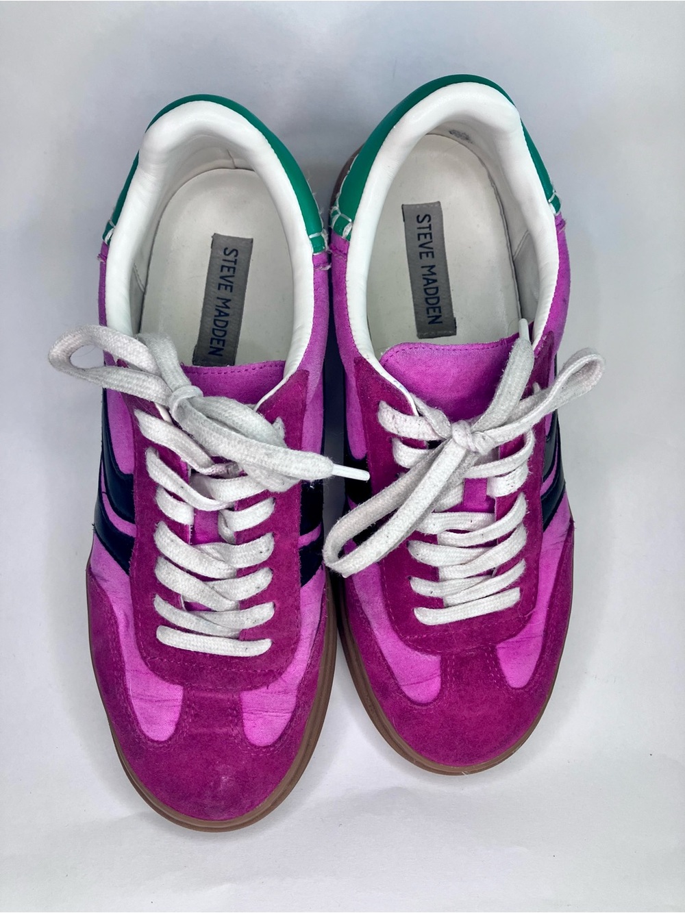 Steve Madden Pink and Green Retro Sneakers Size 8.5